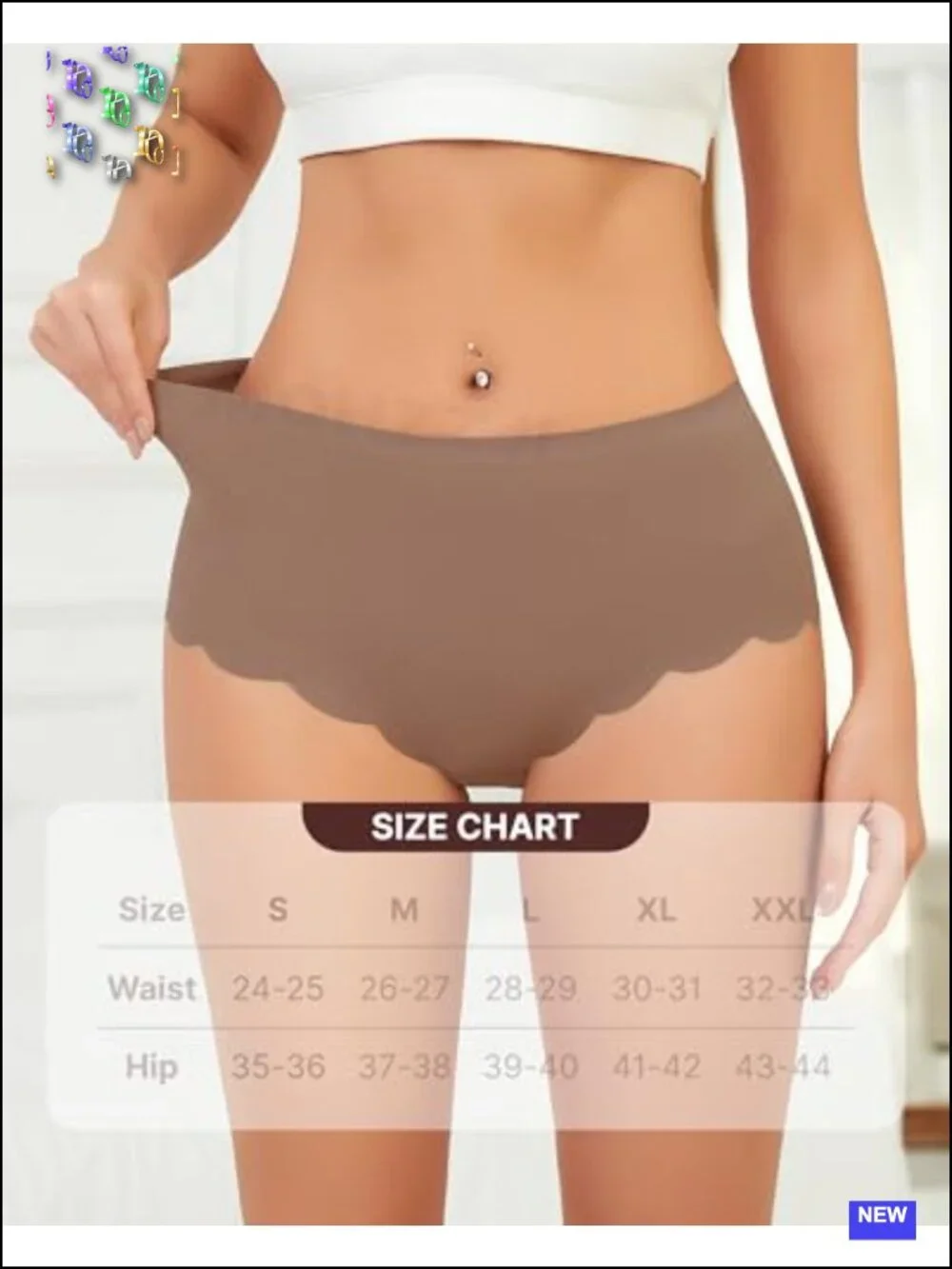 Seamless High Waisted Cheeky Bikini Panties, No Show Ribbed, Breathable Cotton